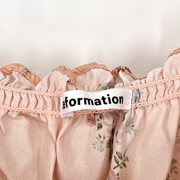 Reformation Viviana Silk Floral Peplum Cami Top in Liaison Peach Pink Size L - Picture 4 of 6